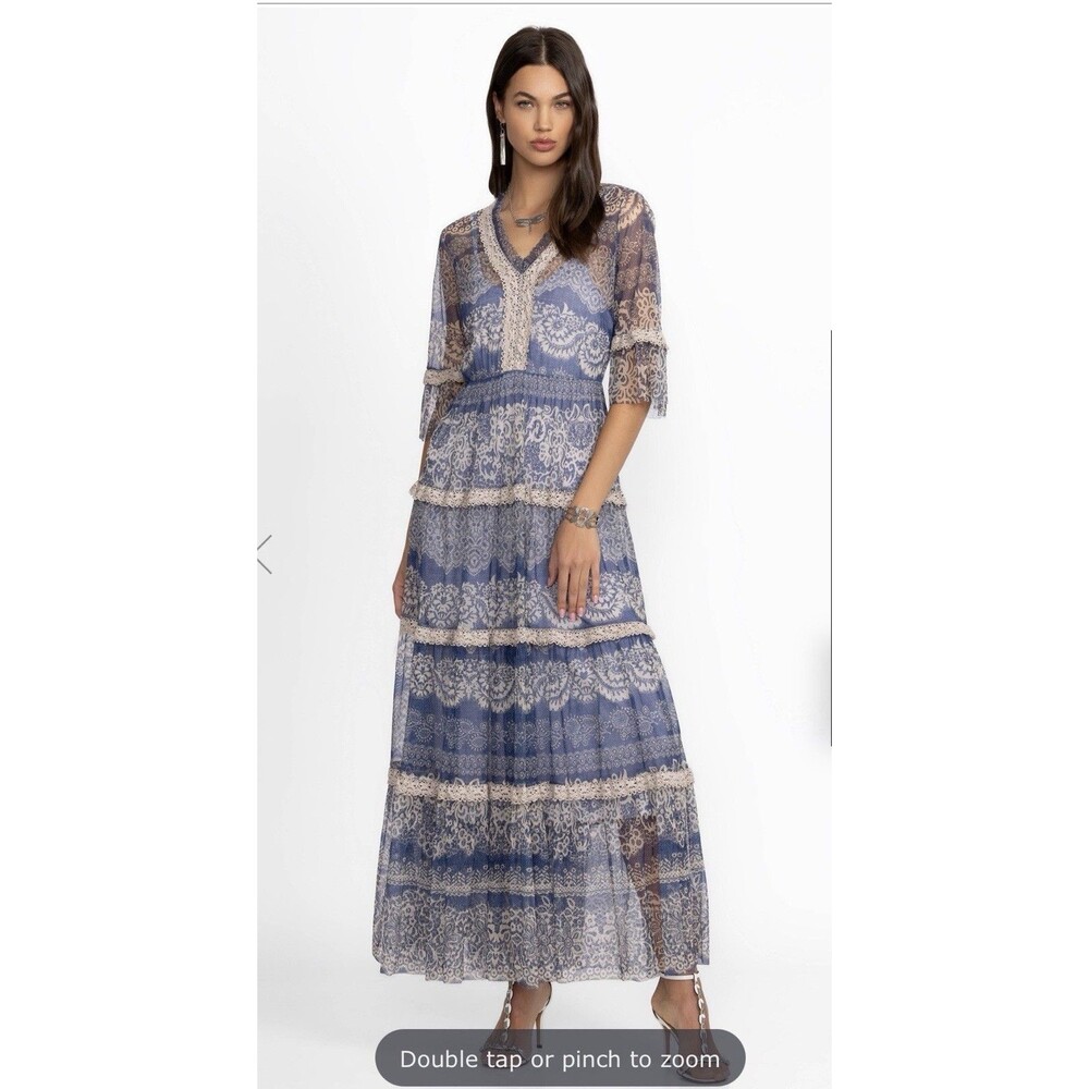 Johnny Was Biya Mazzy Crochet Maxi Dress B33825-RK Size PM Party Cottage